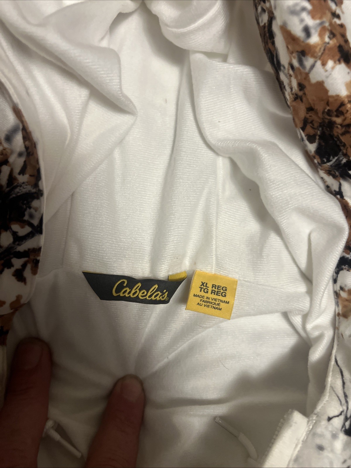 Cabelas Xl White Zonz Camo Zip Up Jacket