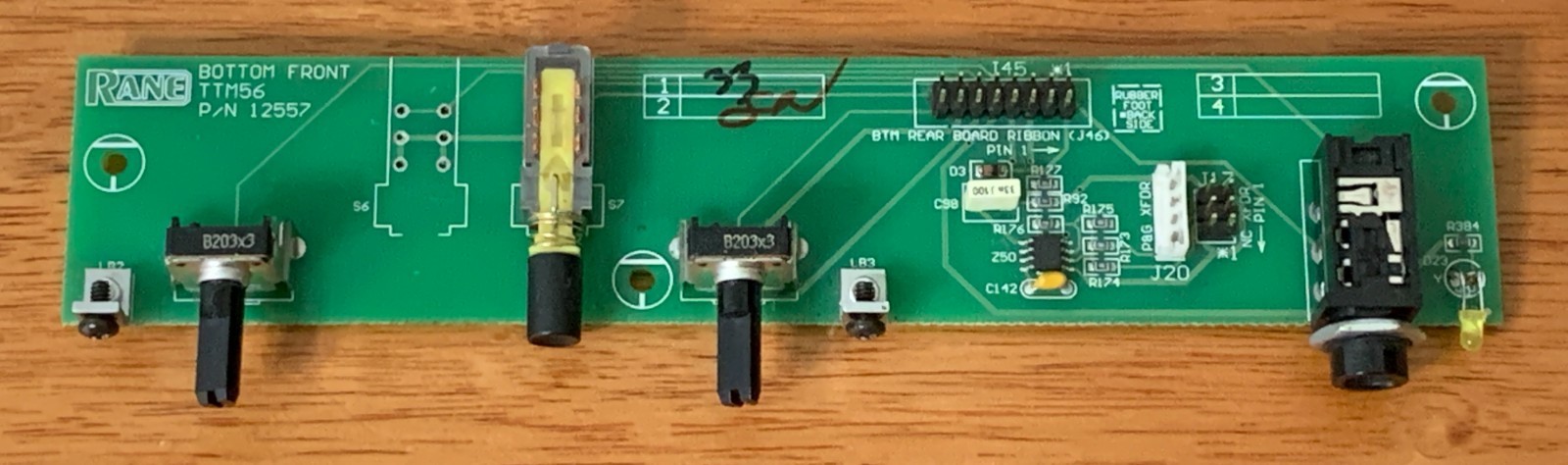 Rane TTM56 Headphone Jack Fader Control PCB Front Board Part #12557