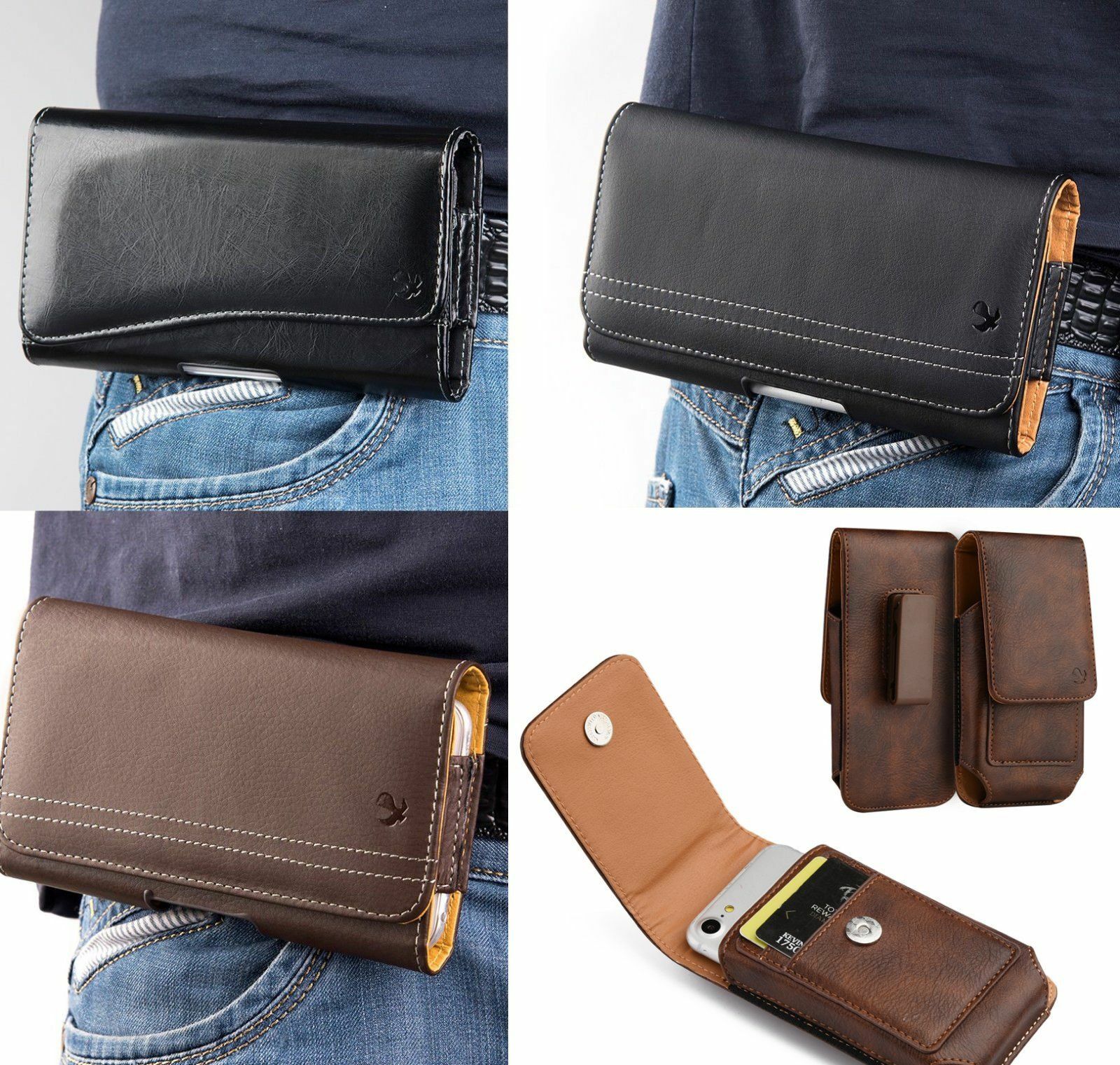 For SAMSUNG GALAXY S21 FE 5G - Leather Belt Clip Pouch Holster Carry Phone Case