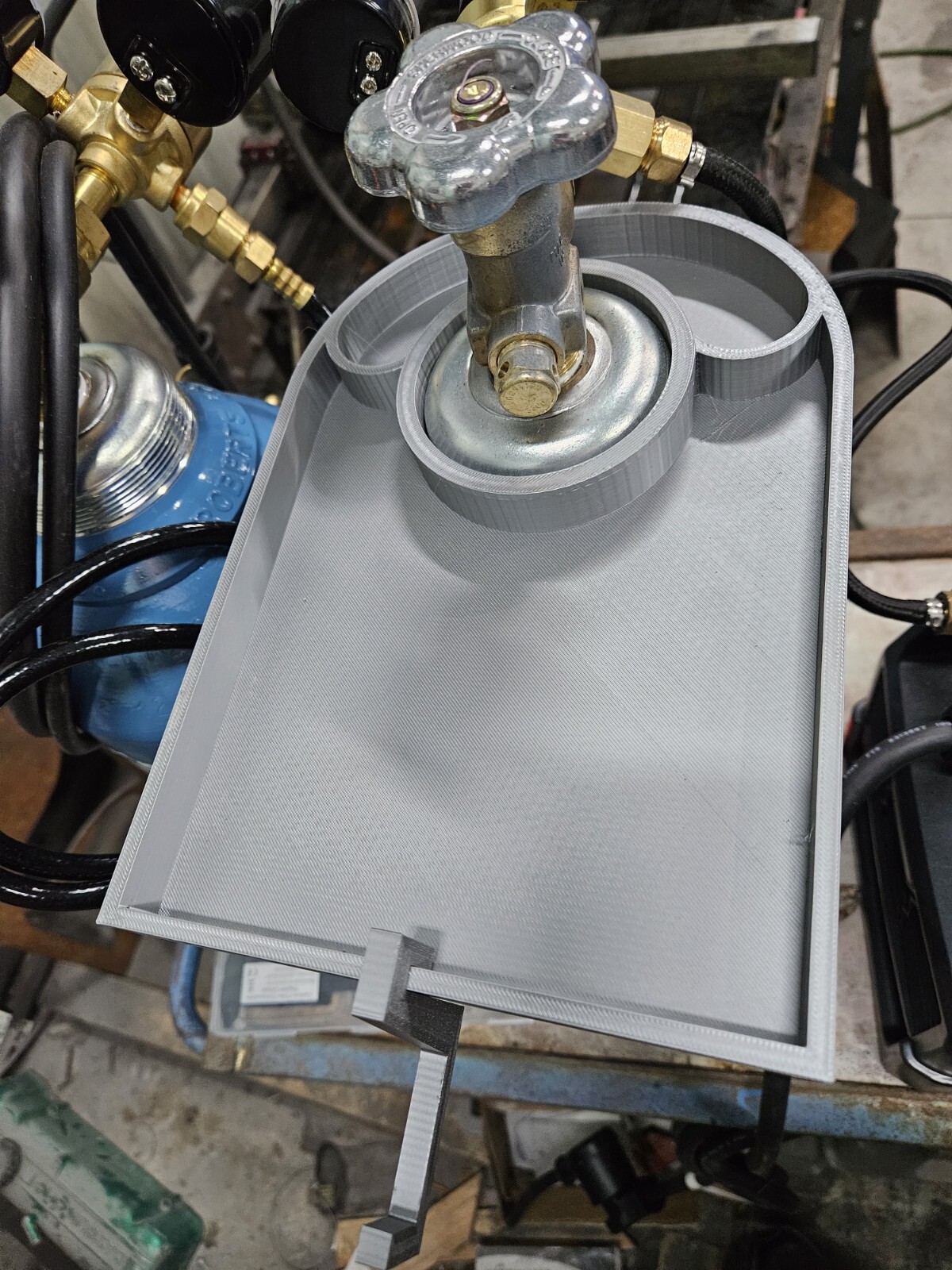 Welding Tank Caddy W/ 4 Hooks. Storage Compartment And Platform For Gloves.