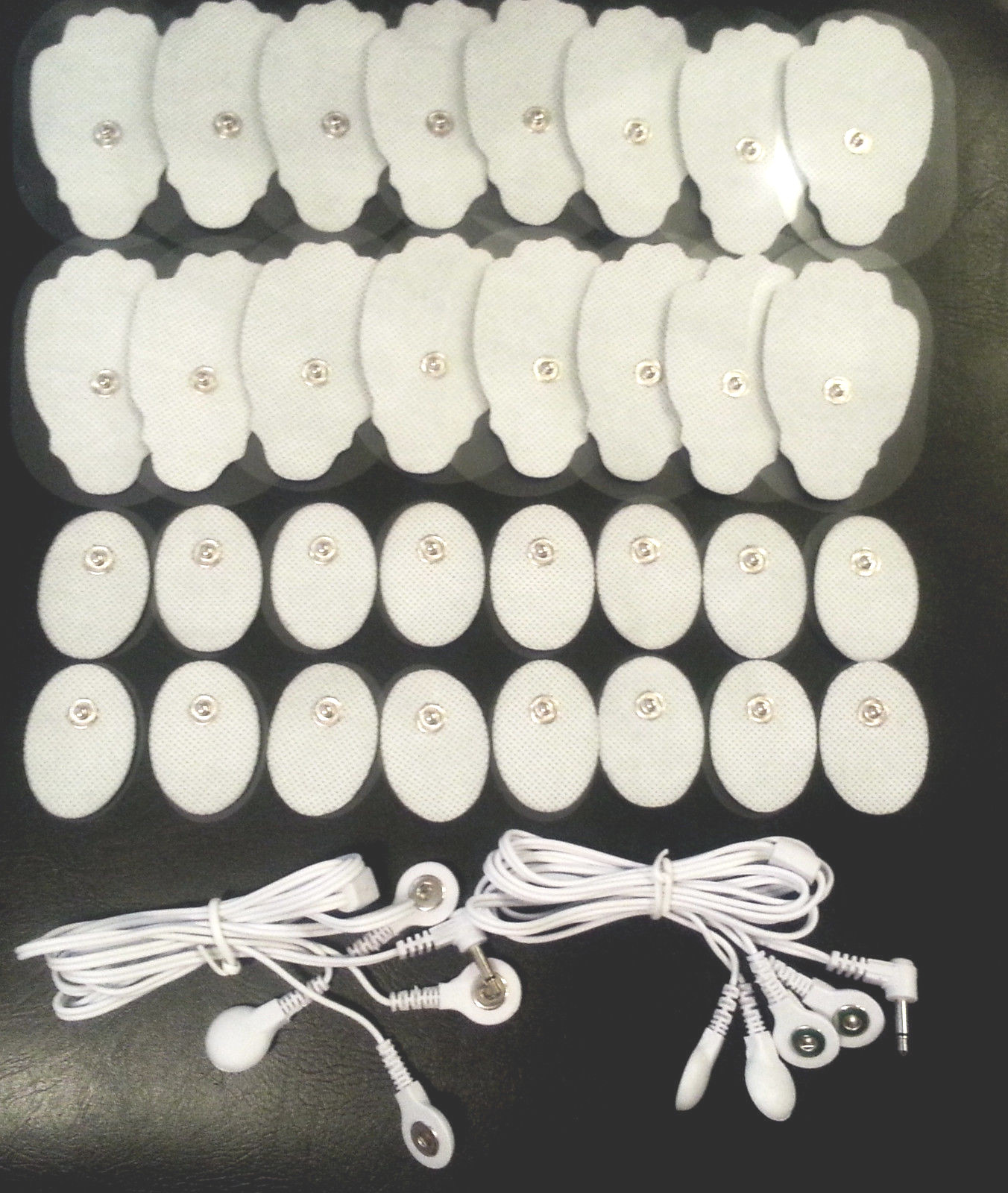 PAIR 4 WAY ELECTRODE LEADS (3.5mm)+16 LG+16 OVAL FOR TENS MASSAGER MACHNE