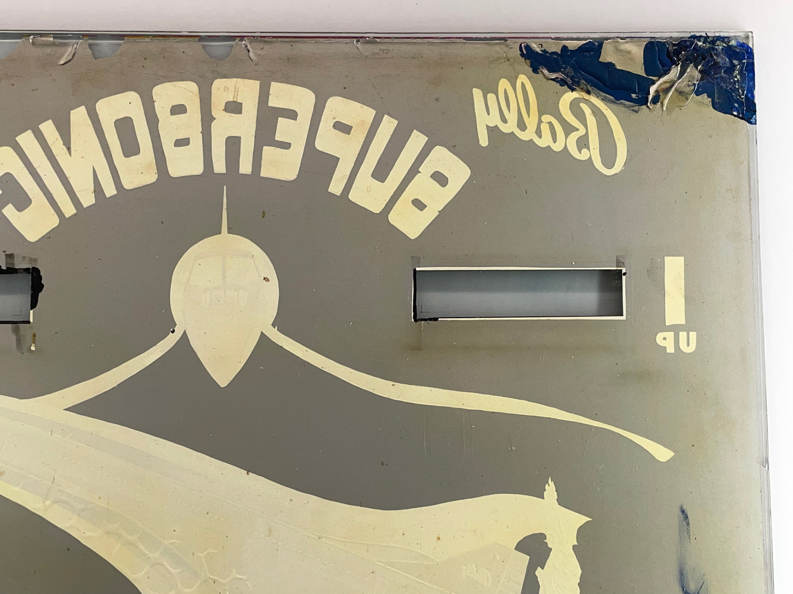Bally Supersonic Pinball Machine Game Backglass ORIGINAL