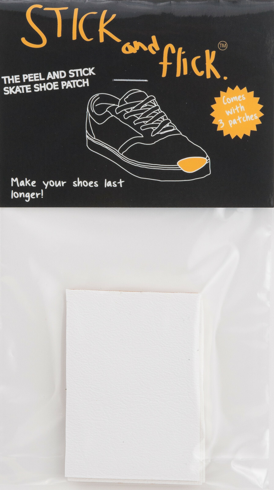 Stick and Flick Patches -White -Leather - Skate Shoe Repair Stick & Flick