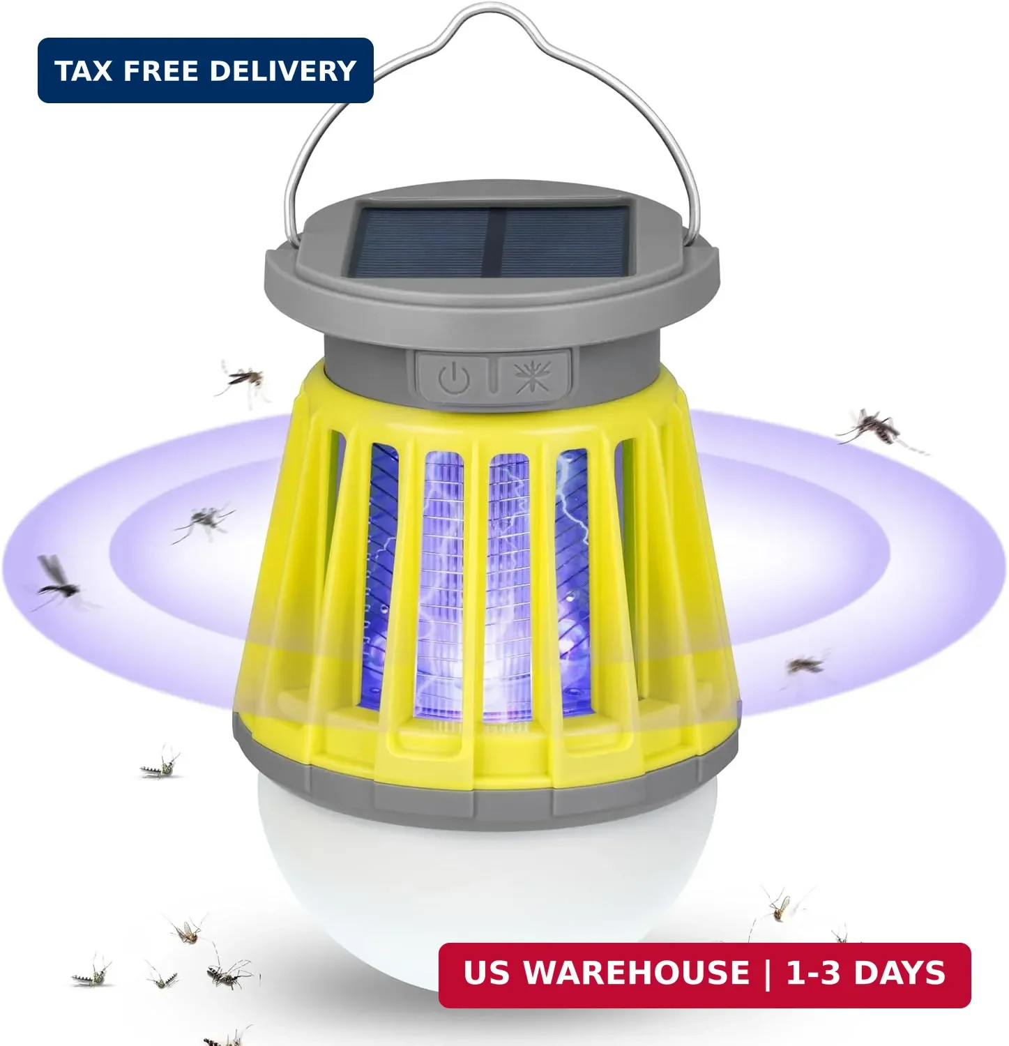 Solar Bug Zapper Outdoor Waterproof, Portable Mosquito Zapper, 2-in-1 Cordless &