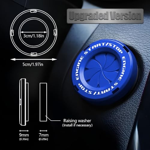 Rotary Push Start Button Cover, Car Accessories Engine Start A-Classic-Blue