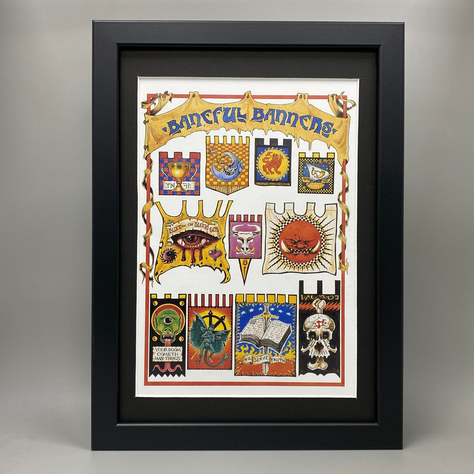 BANEFUL BANNERS FRAMED ART JOHN BLANCHE ORCS & GOBLINS WARHAMMER OLD WORLD AOS
