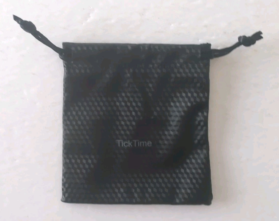 Tick Time Black Drawstring String Bag Pouch