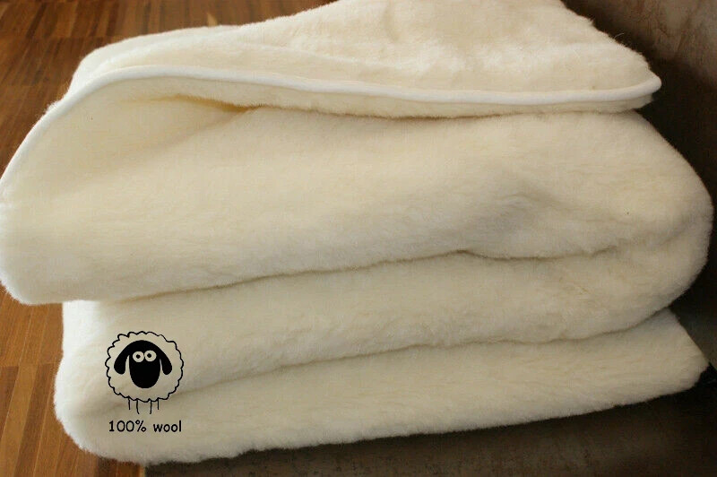 NEW Eco Natural Blanket made of sheep WOOL 100%(200-220 cm) Double Layer