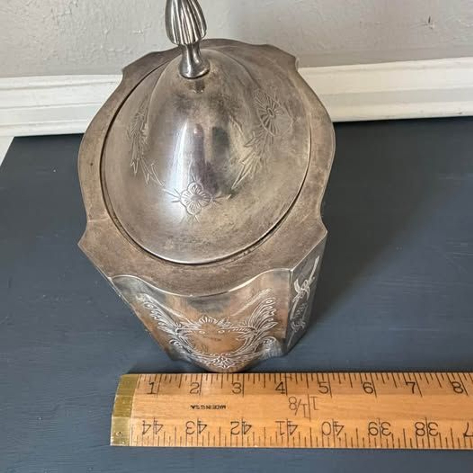 Vintage Silver-plate Lidded Lined Trinket Box