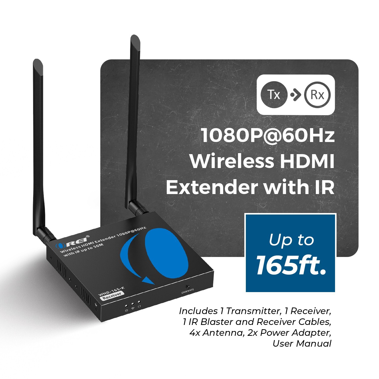 OREI 1080p Wireless HDMI Extender (Loop, IR) - 165ft (WHD-165-K)