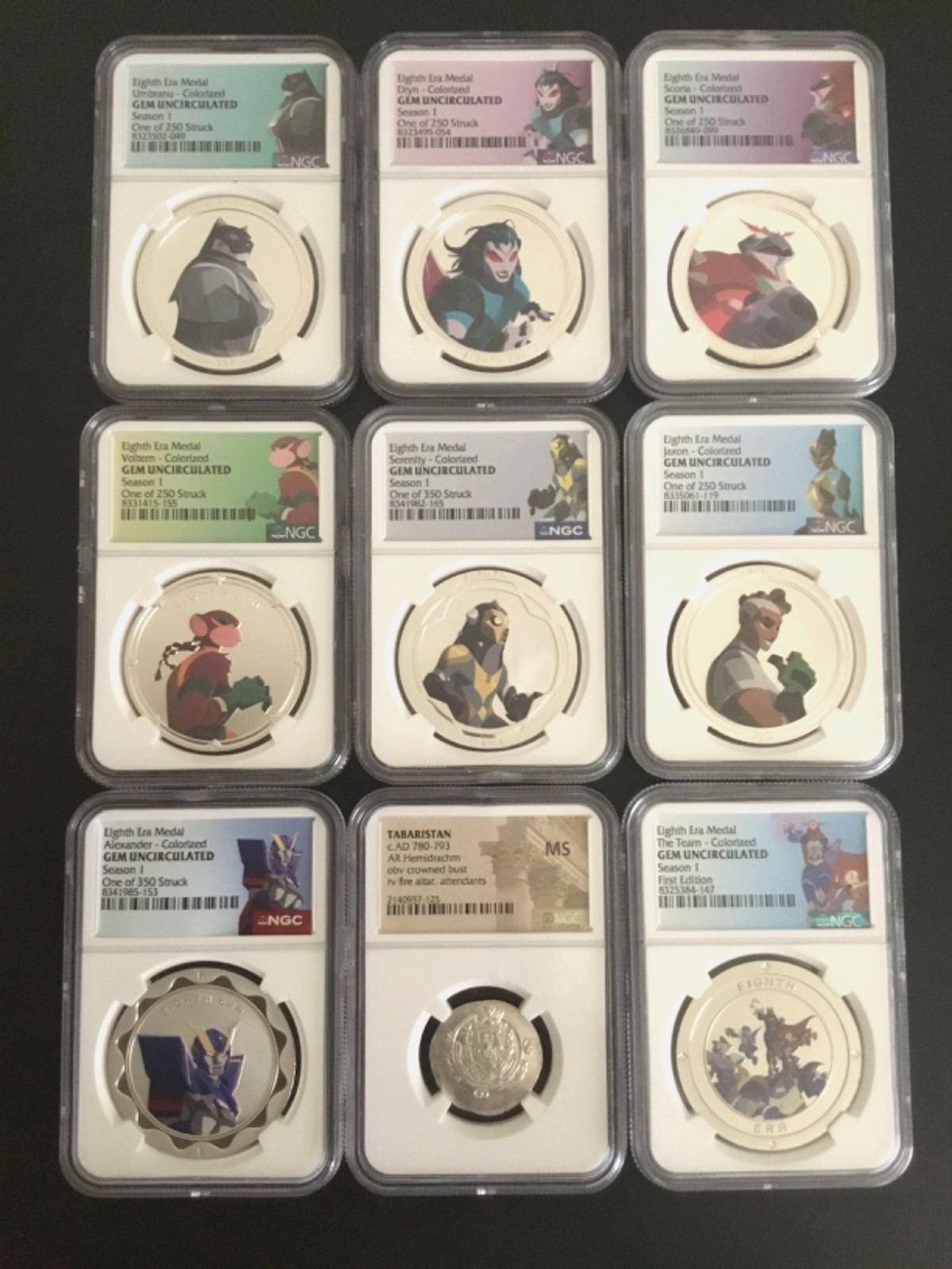 EIGHTH ERA COMPLETE RARE SEASON 1 SET W/ANCIENT AND TEAM COIN COLORIZED NGC GEM