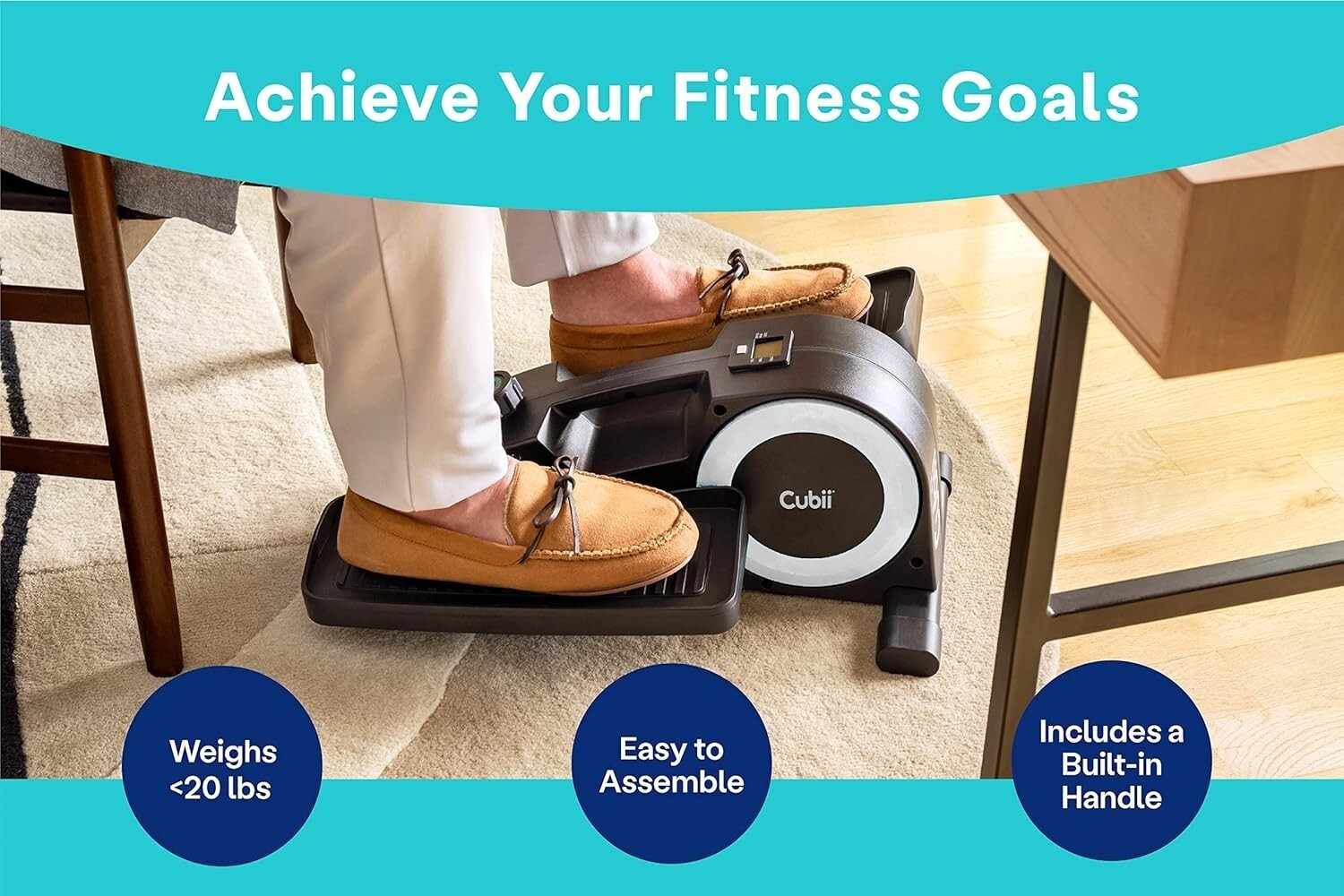 Cubii JR1+ Under Desk Elliptical Exercise Machine Non Slip Portable Bluetooth
