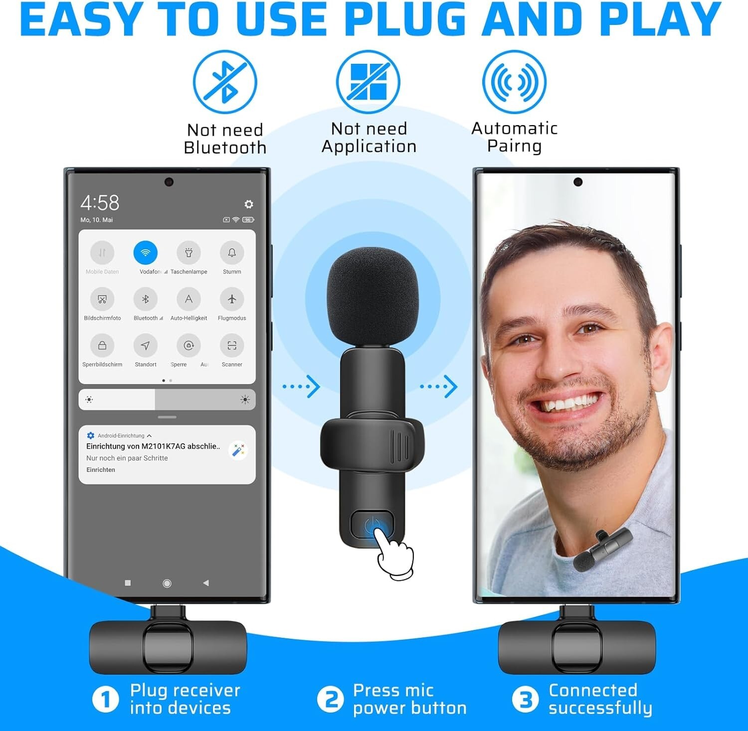 Microfono mini inalambrico de para celular iPhone solapa 2 mic