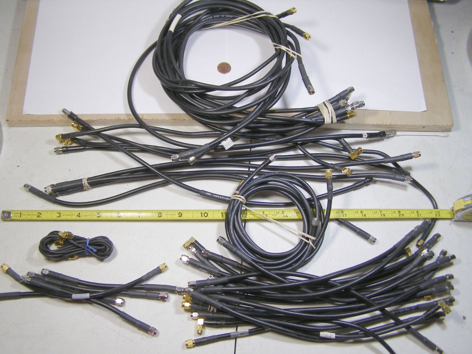 FORTY ASSORTED BLACK STIFF SMA CABLES UNKNOWN BRANDS
