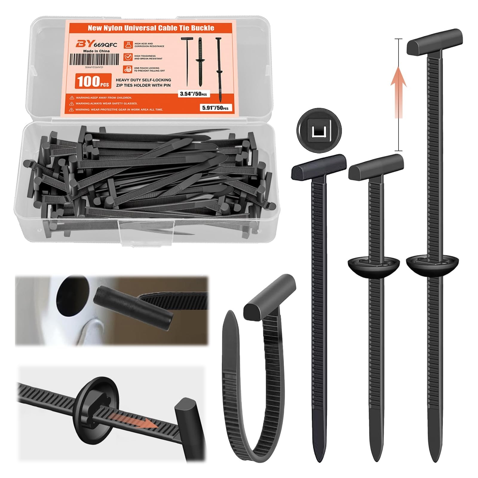 100 PCS 2026 New Upgrade Nylon Universal Cable Tie Buckle, with Clear Storage...
