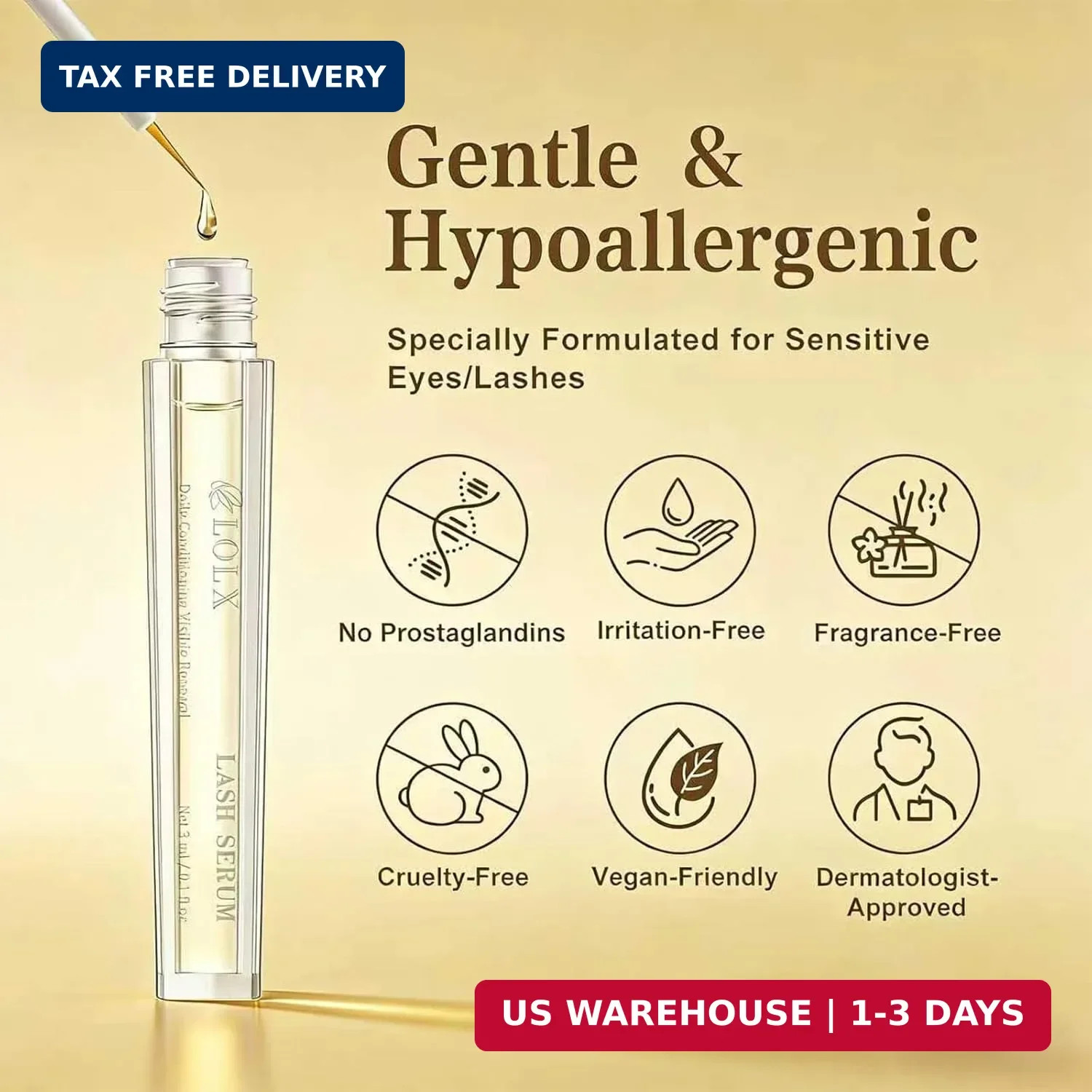 Lash Serum for Eyelash Growth, Peptide Infused Formula - Visible Results in 7 Da