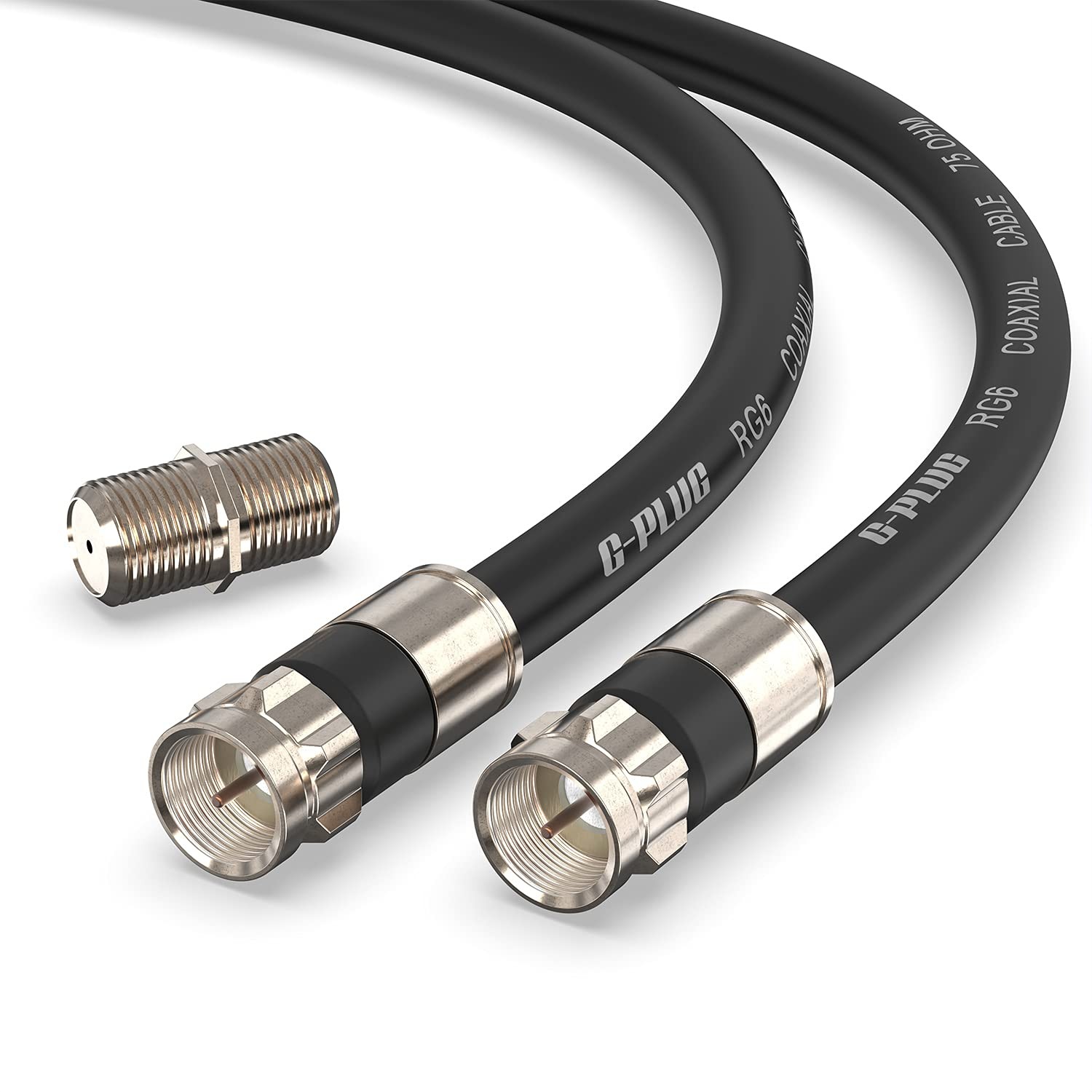 G-PLUG 10FT RG6 Coaxial Cable Connectors Set- High-Speed 10FT, Black