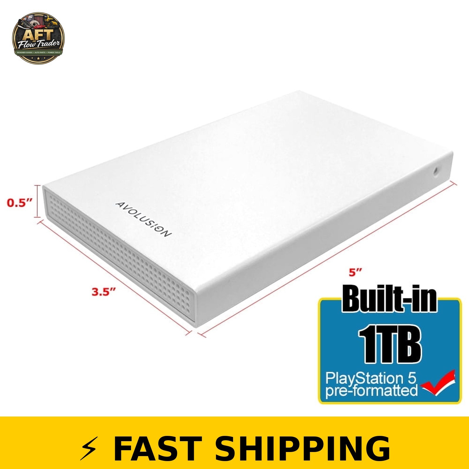 Avolusion HD250U3-WH 1TB USB 3.0 Portable Hard Drive for PS5 - White