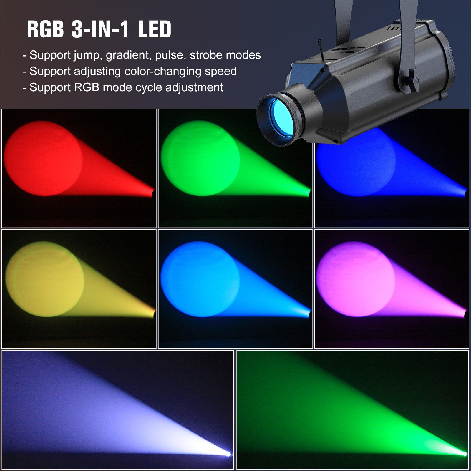 200W Spotlight RGB Pinspot  Zoomable COB Beam Stage Lighting DMX Disco Dj Light