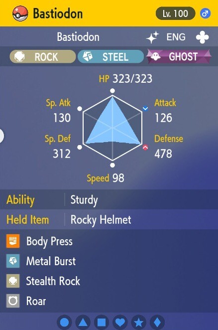 Pokemon Scarlet and Violet 6iv Shiny Max EV Bastiodon