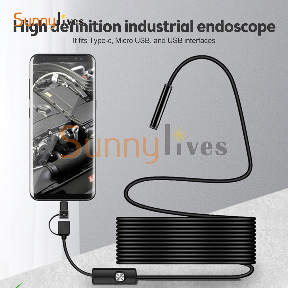 5.5mm HD Endoscope Borescope Inspection Camera w/ 6LED for USB Type C Android PC