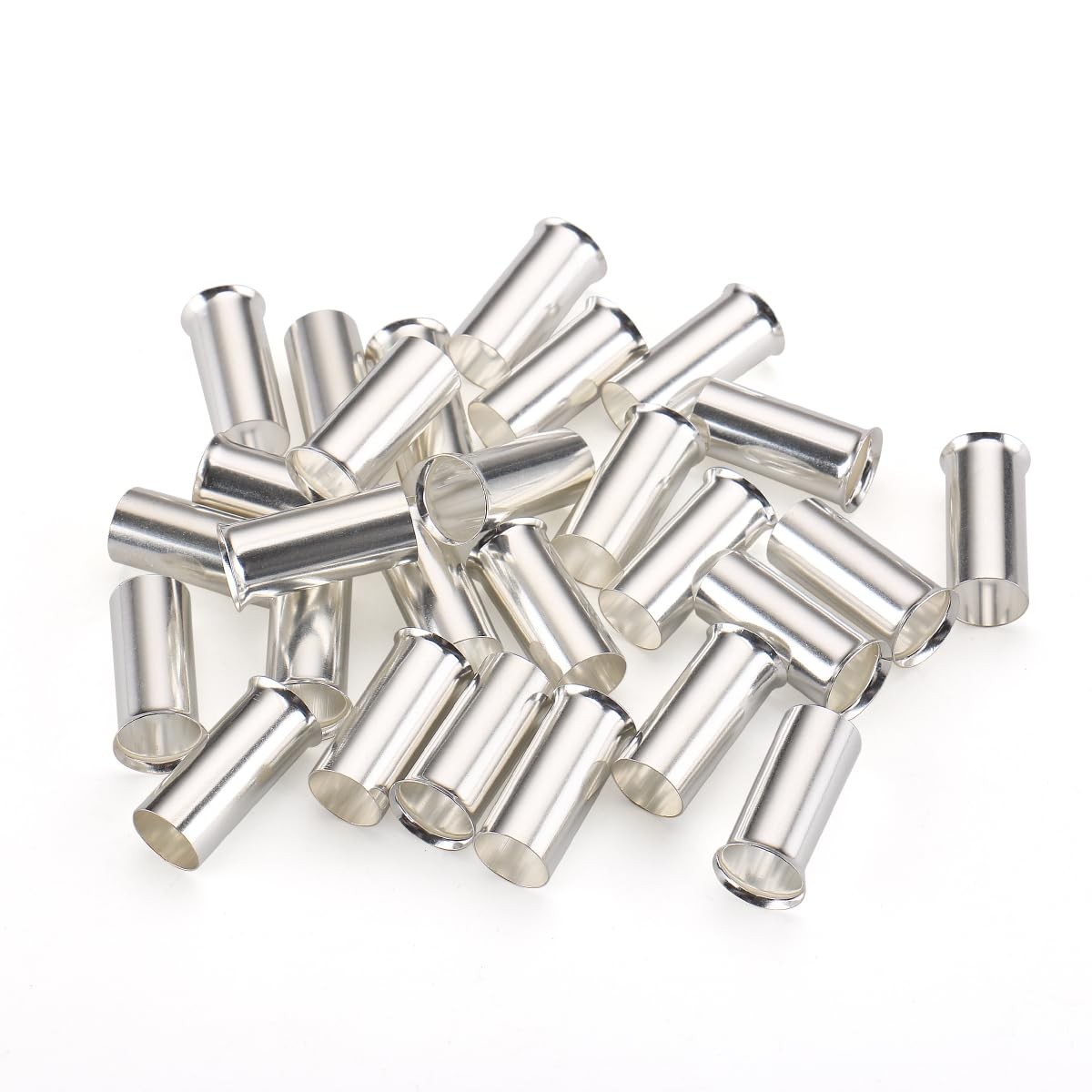 Baomain 50-Pack AWG 1/0 (50mm²) Long: 25mm Copper Crimp Connectors – Silver