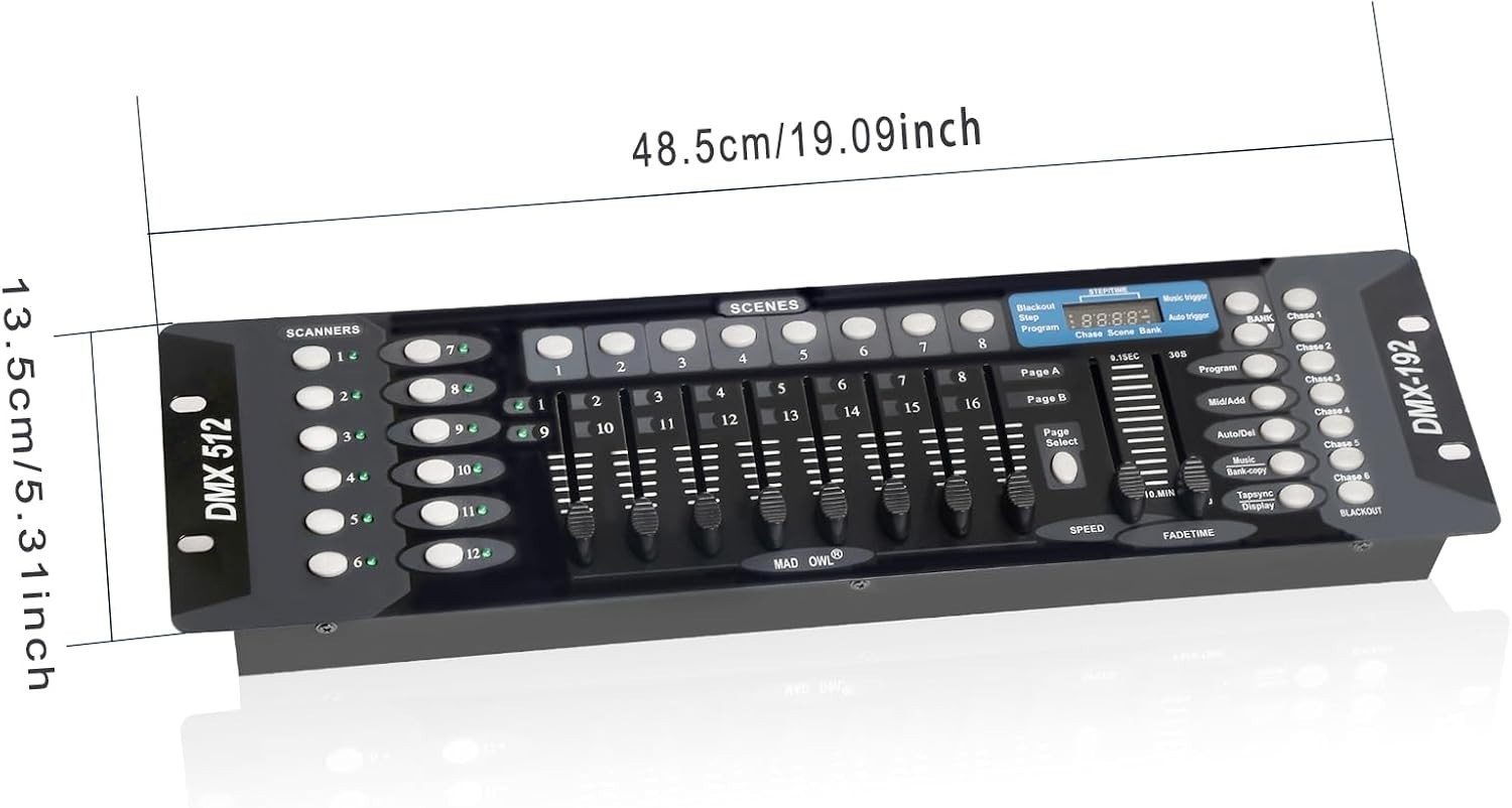 DMX Controller with 6.6ft Cables - 192 Channels