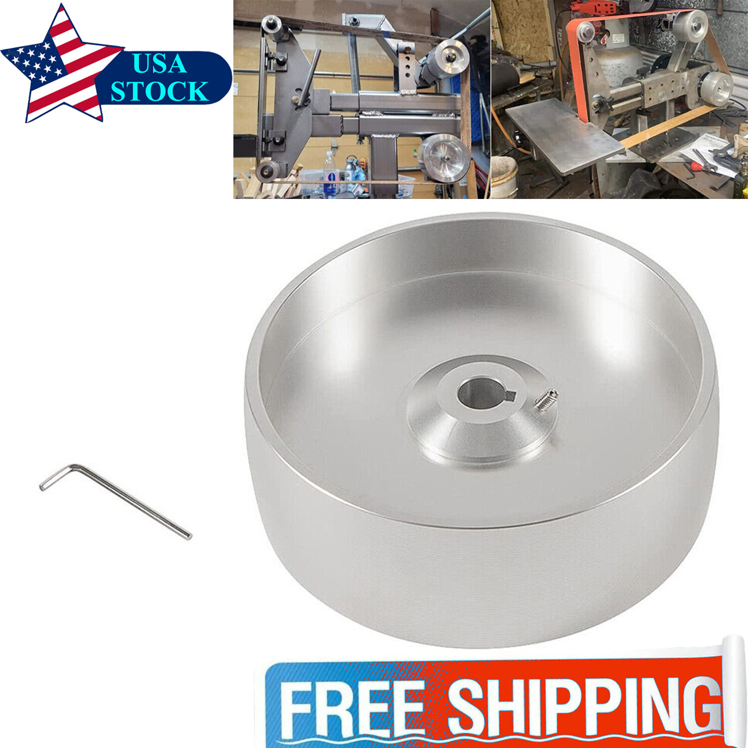 6" Belt Grinder Drive Wheel Crowned With 5/8" Hole for 2" x 72" Wheel Set Knife