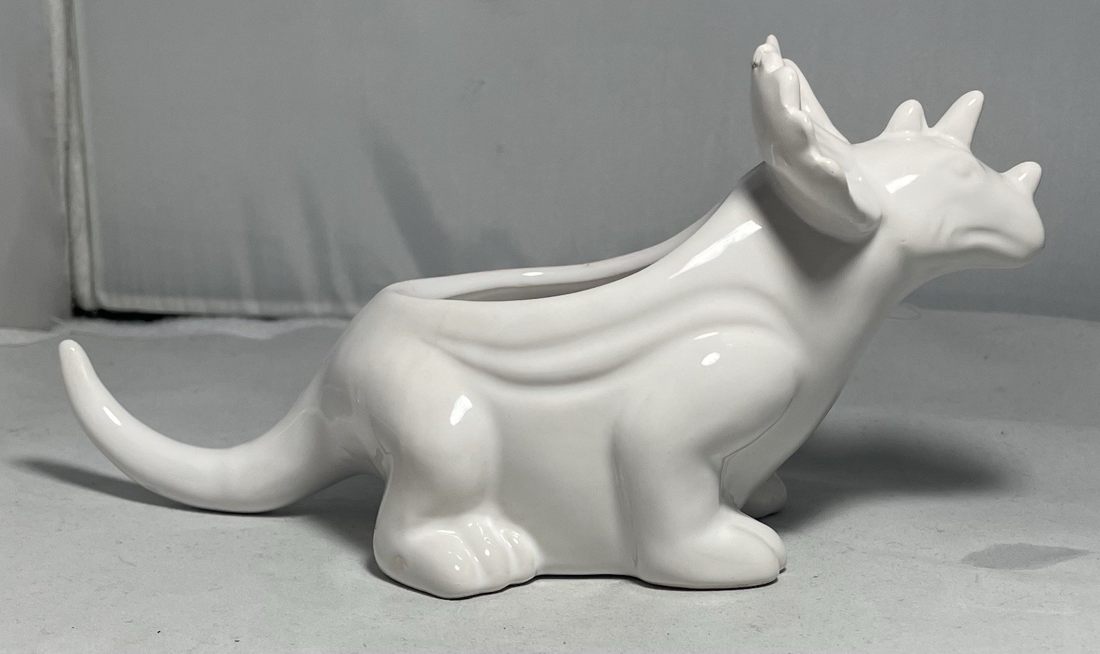 Triceratops White Ceramic Planter Vase 8.25" Dinosaur