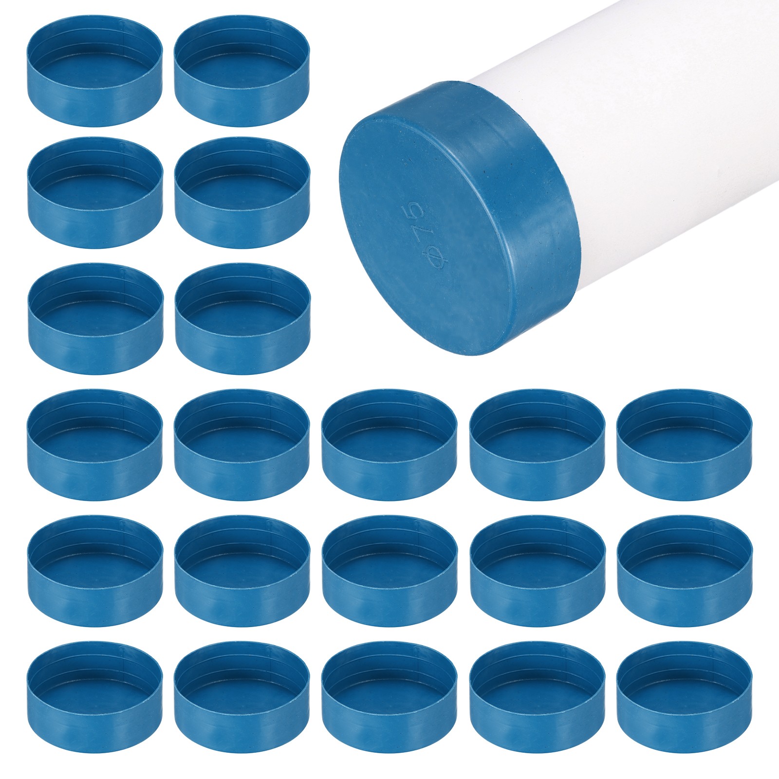 100Pcs Tube End Cap Plastic Plugs, Round Plastic Plug Fit 2.95" OD Tube, Blue