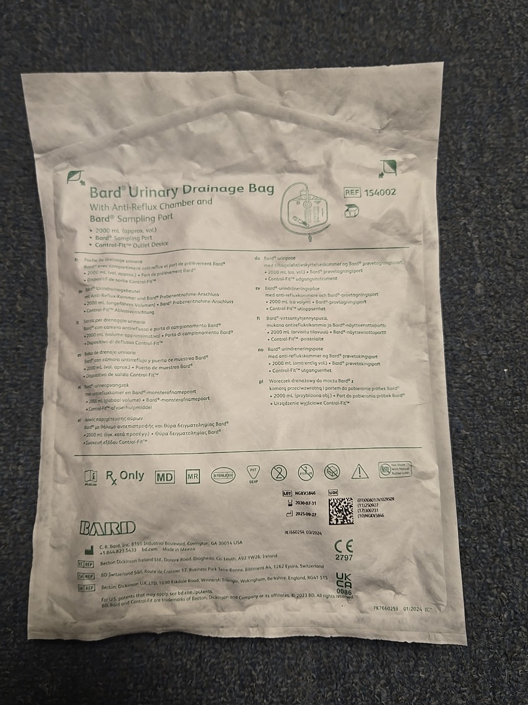 Lot Of 6 Urinary Drainage Bags W/ Sample Port 2,000 ml New FACTORY SEALED 154002