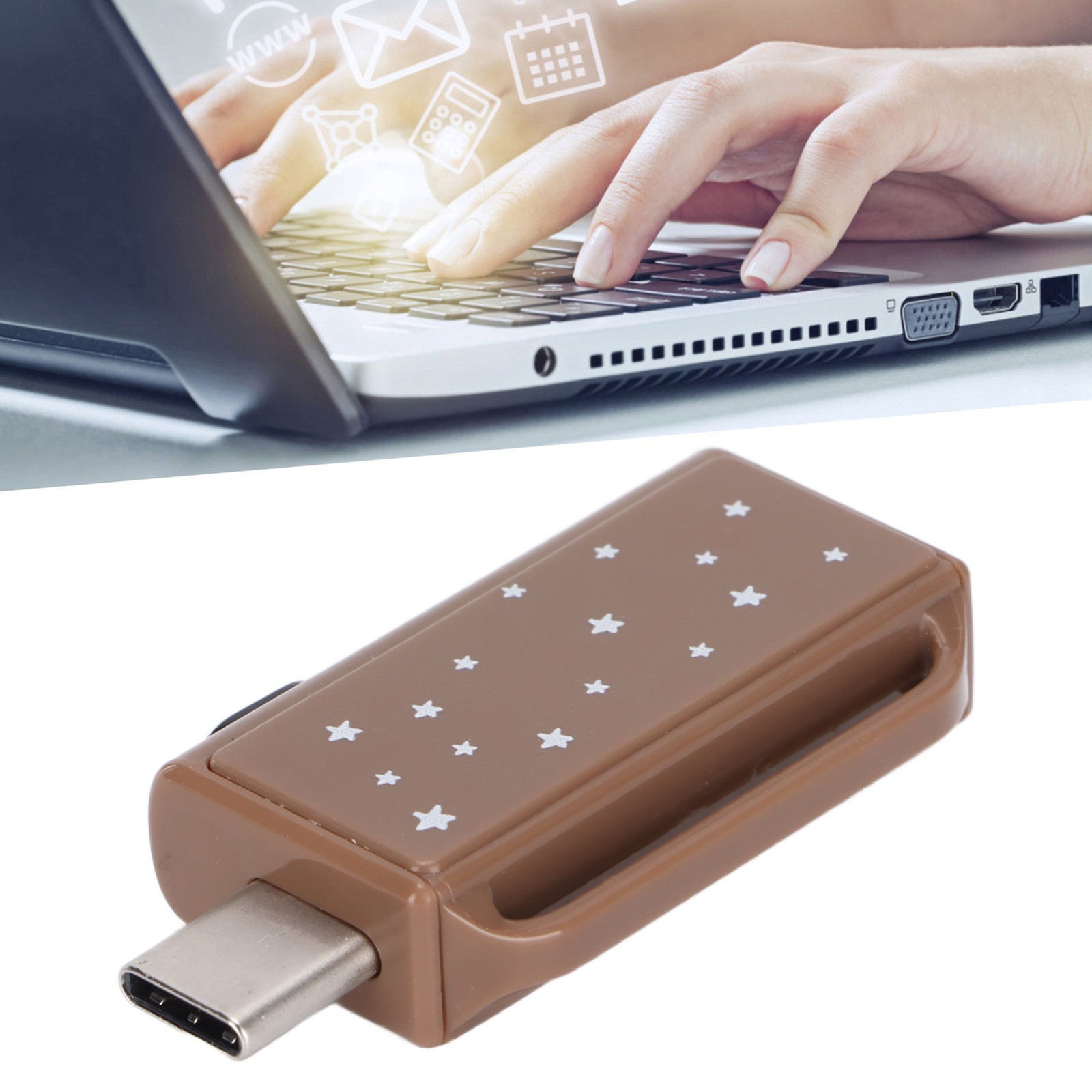 Flash Disk Portable Tea Brown Palstic Push Pull Thumb Memory Stick For