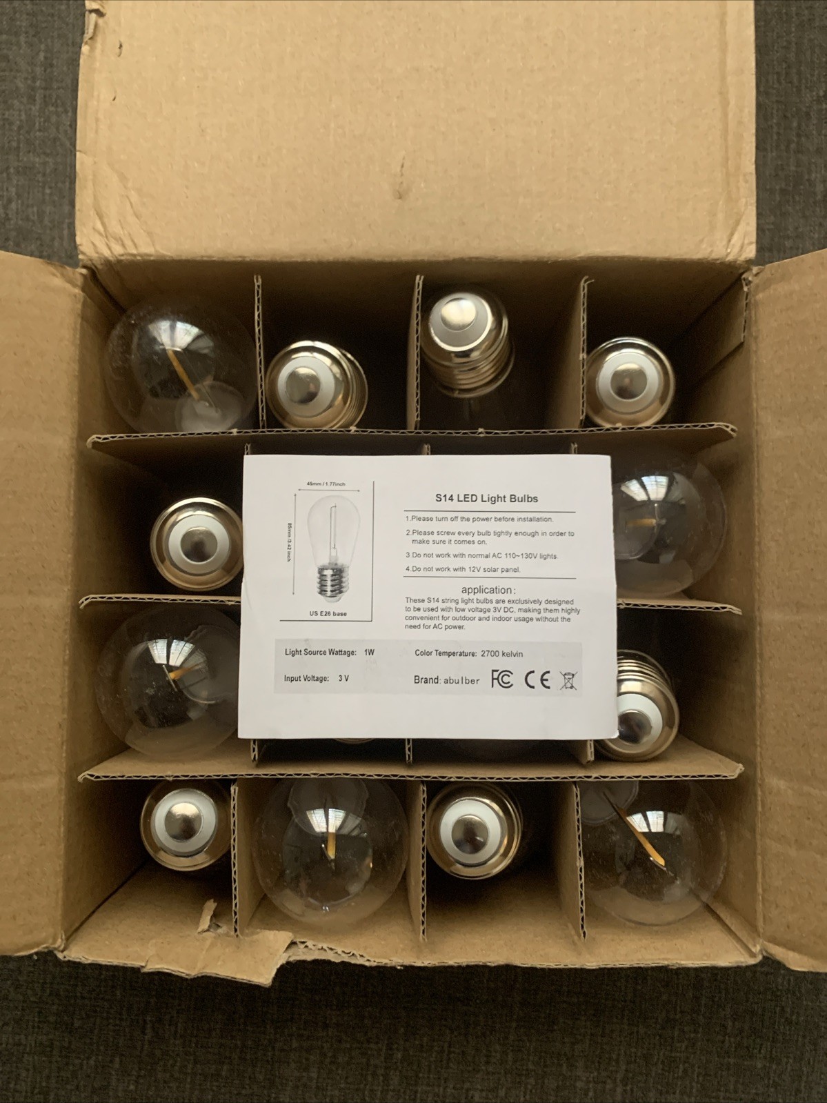 Energy-Efficient S14 LED String Light Bulbs Replacement Solar-Powered, 16 Bulbs