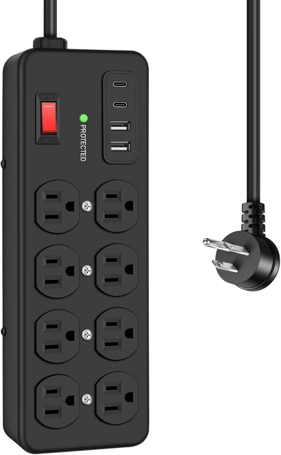Heavy Duty Power Strip with USB,8 Outlet Workshop Metal Power Strip,Pd20W USB C