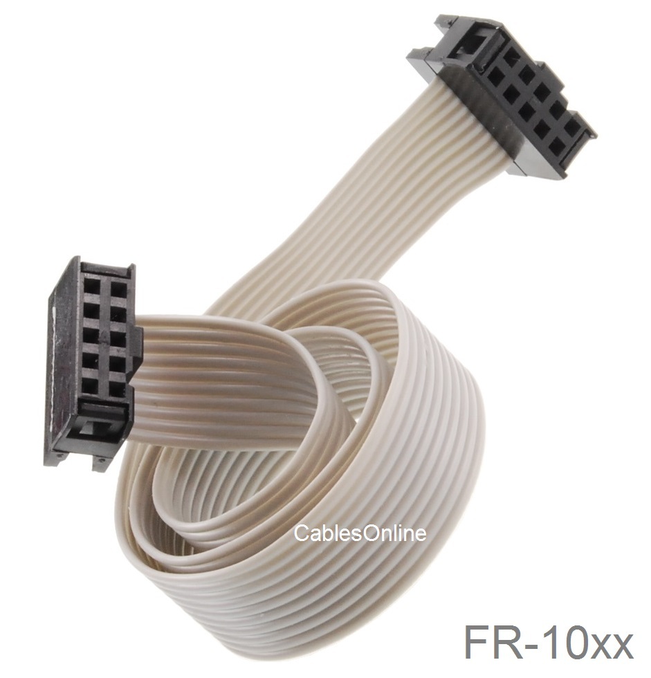 10-Pin (2x5) Female/Female 2.54mm-Pitch 10-wire IDC Flat Ribbon (Multi-Length)