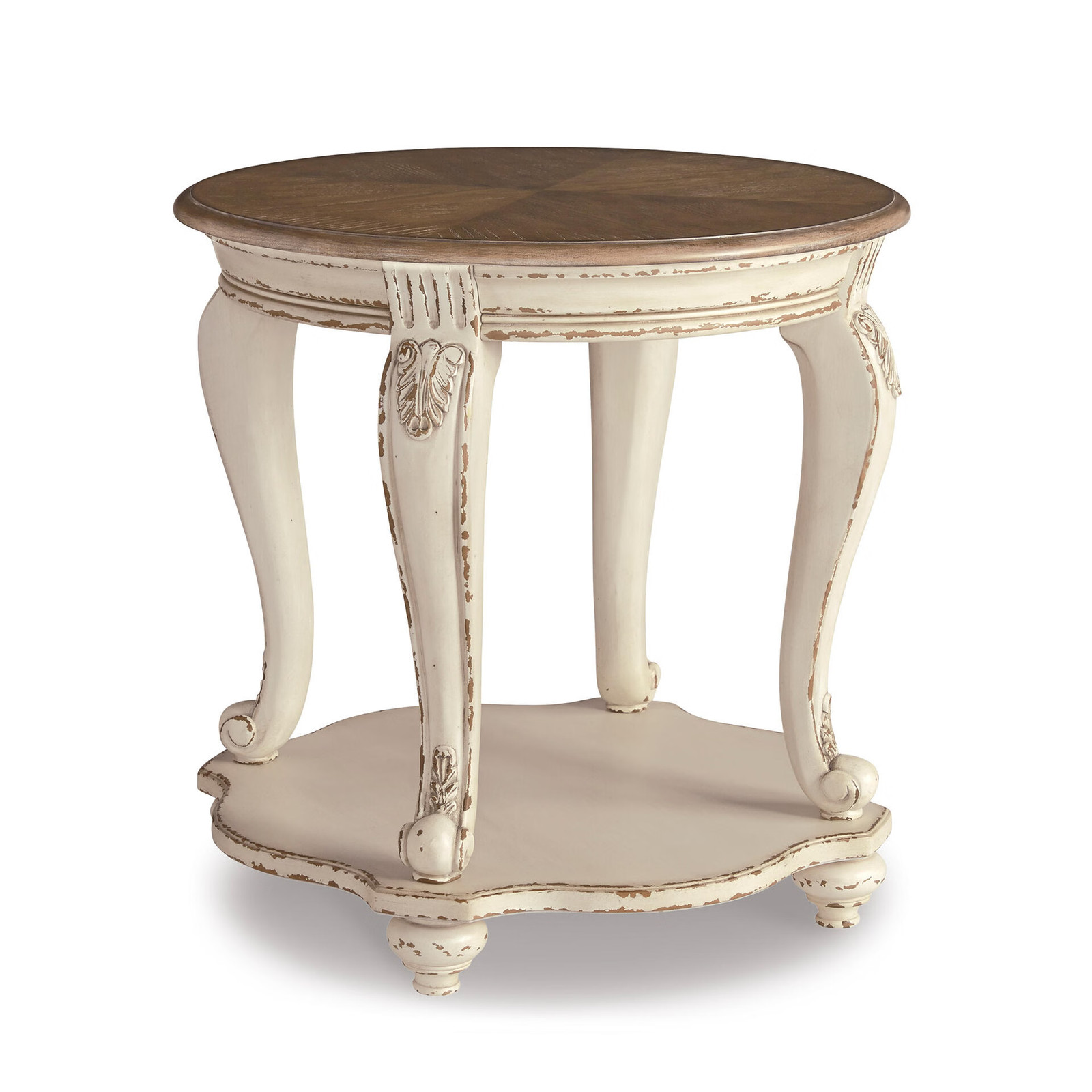 Signature Design by Ashley Realyn End Table, White and Brown Two-Tone Farmhouse
