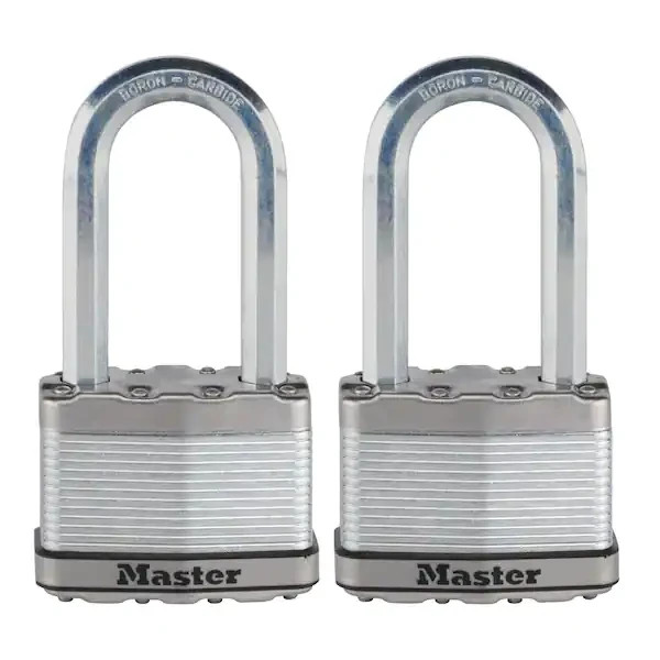 Master Lock Heavy Duty Outdoor Padlock w/Key 2-1/2” Wide, 2-1/2” Shackle,2 Locks