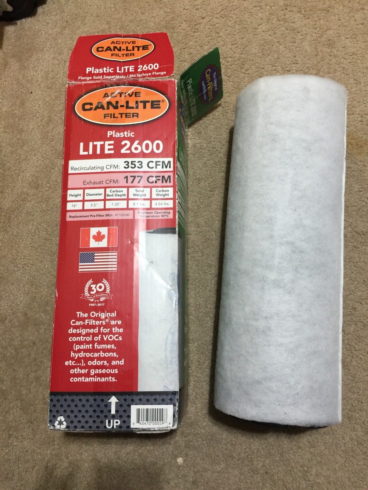 Active Can-LITE Filter Plastic Lite 2600 353 CMF 18" (Open Box) 1102040