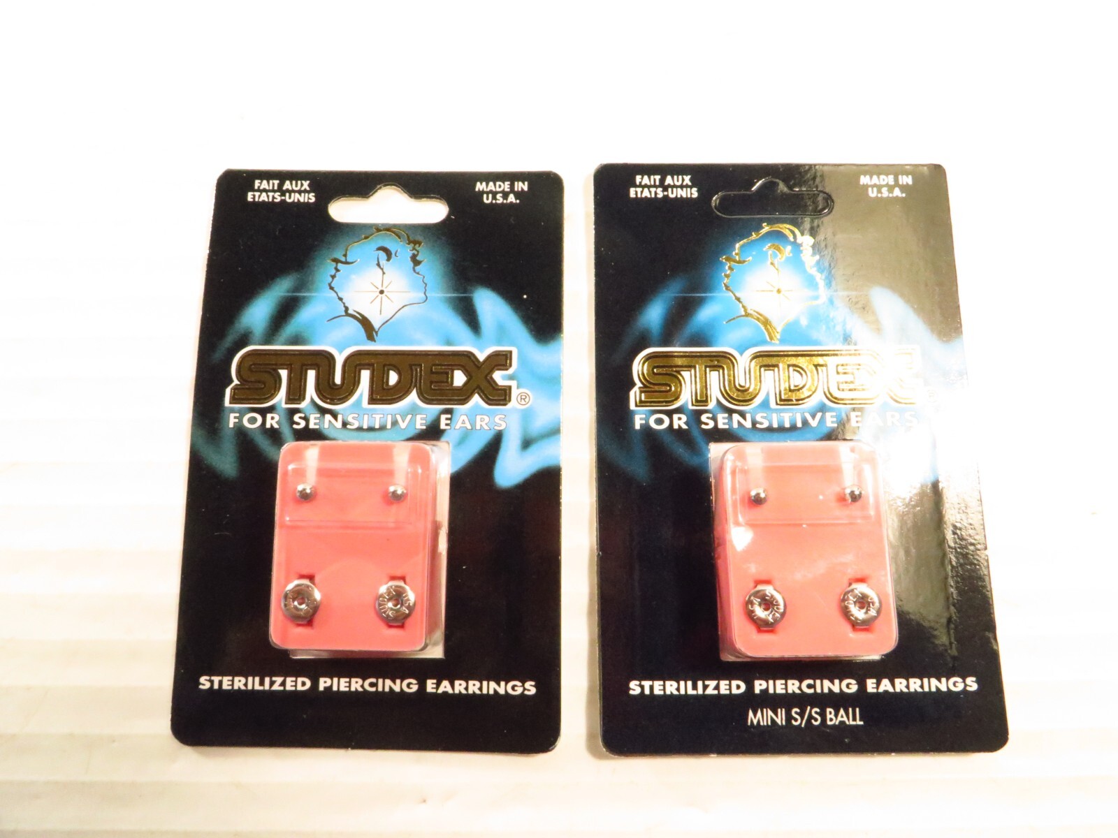 2 PK Studex Ear Piercing Earrings Polished Medica Grade, Mini S/S Ball