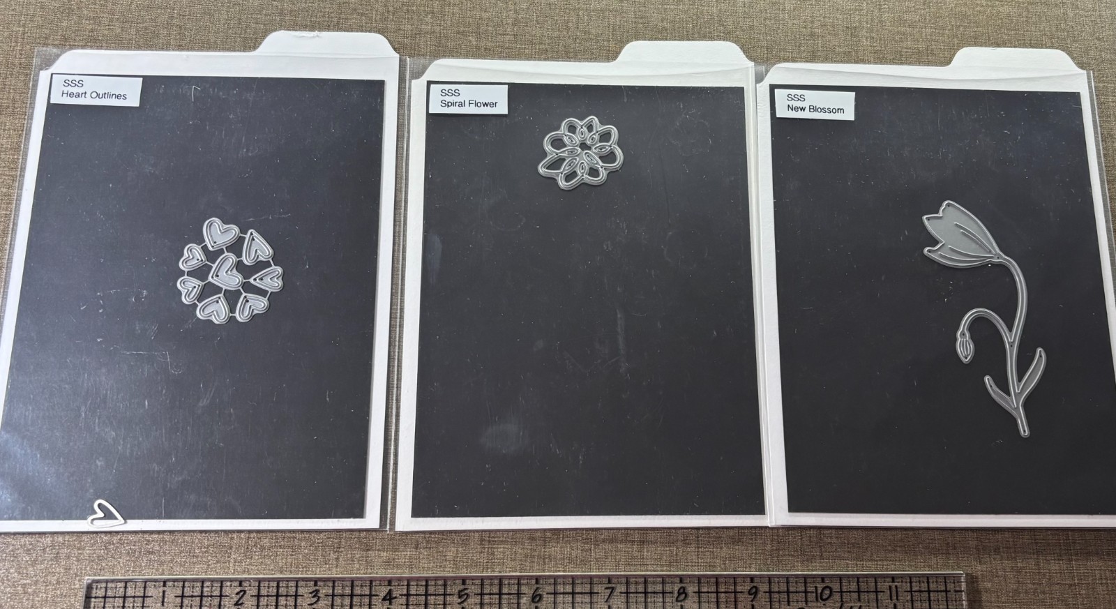 Simon Says Stamp Lot of 3 Dies - New Blossom, Heart Outlines & Spiral Flower