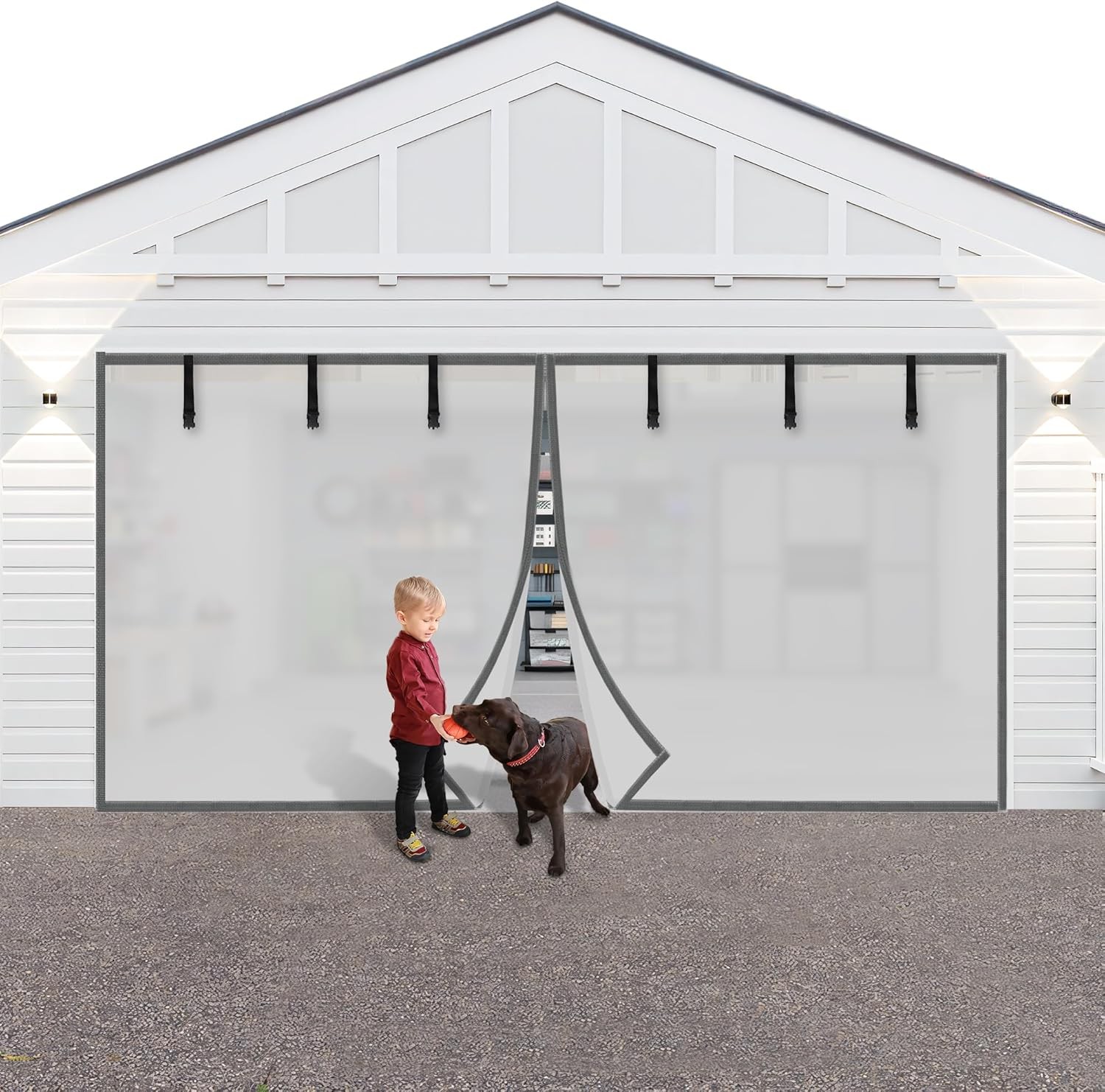 Privacy Garage Door Screen Blackout for 2 Car Garage-16x7FT Privacy Silver Gr...