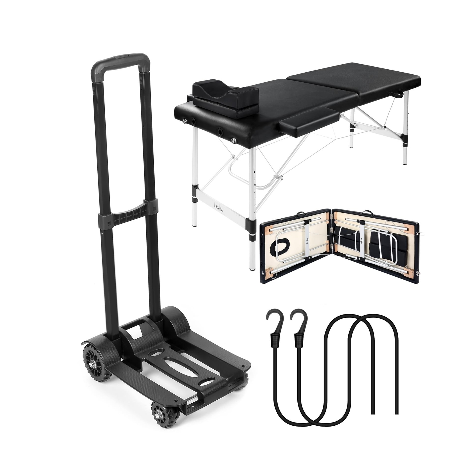 Masajeo Lash Bed for Eyelash Extensions with Carrier Trolley Massage Table cart