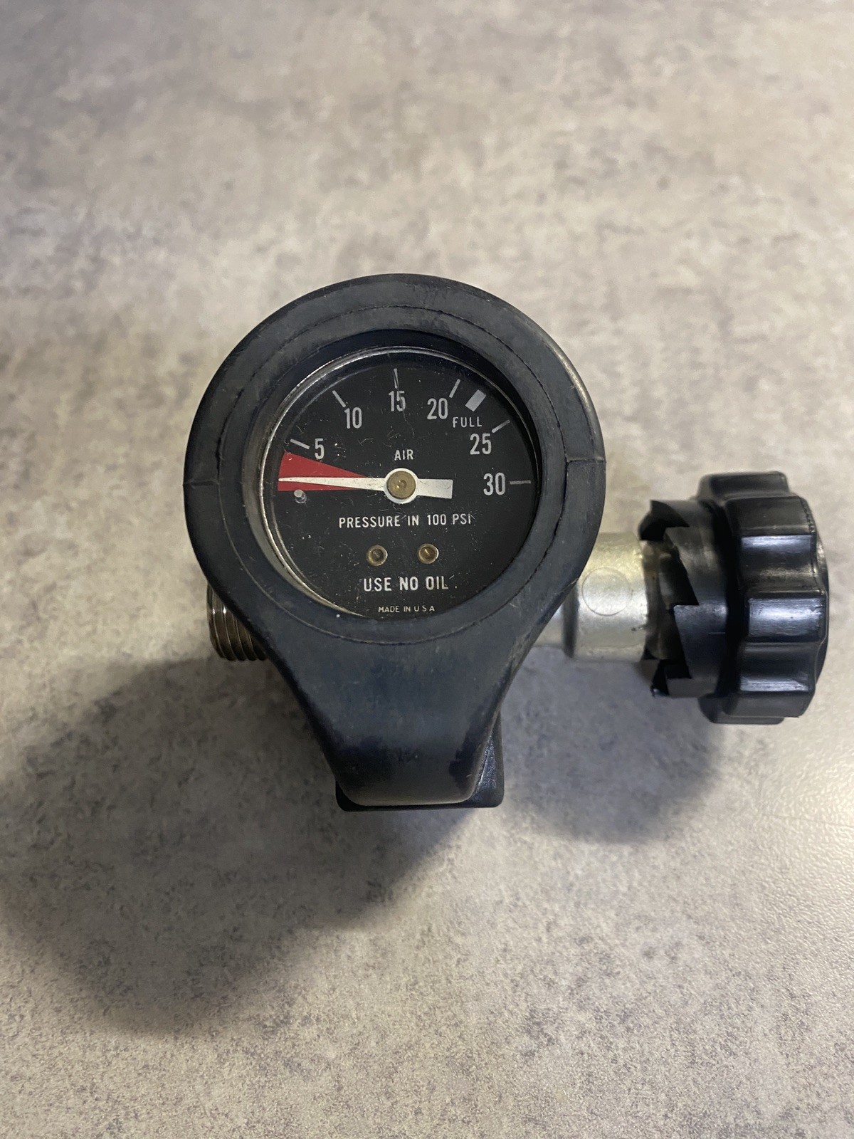 Vintage SCUBA First Stage Air Pressure Regulator Valve with Integrated Gauge