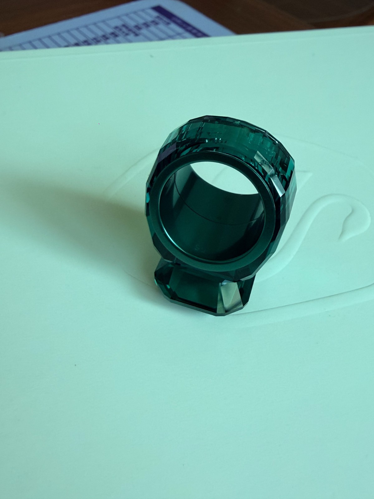 Swarovski Lucert Cut Crystal Ring - Green - Size 55US7