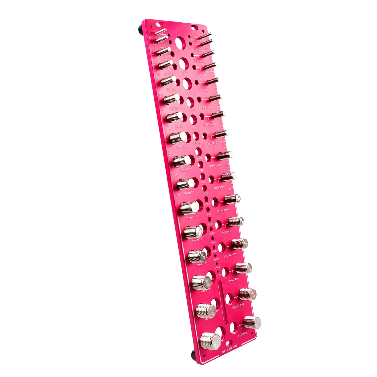 51-in-1 Bolt Size Finder & Thread Checker, 32 Metric & 32 Red Checker