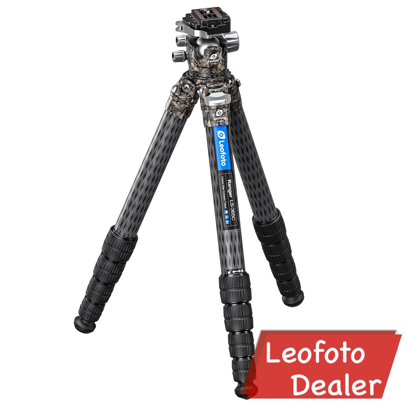 Leofoto LS-365C+LH-40LR-Camo Light Weight Carbon Fiber Tripod Ballhead