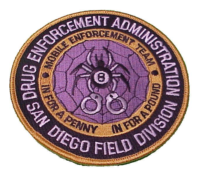 SAN DIEGO CALIFORNIA  ENFORCEMENT ADM.  FIELD DIVISION  4 1/4"  SHOULDER PATCH