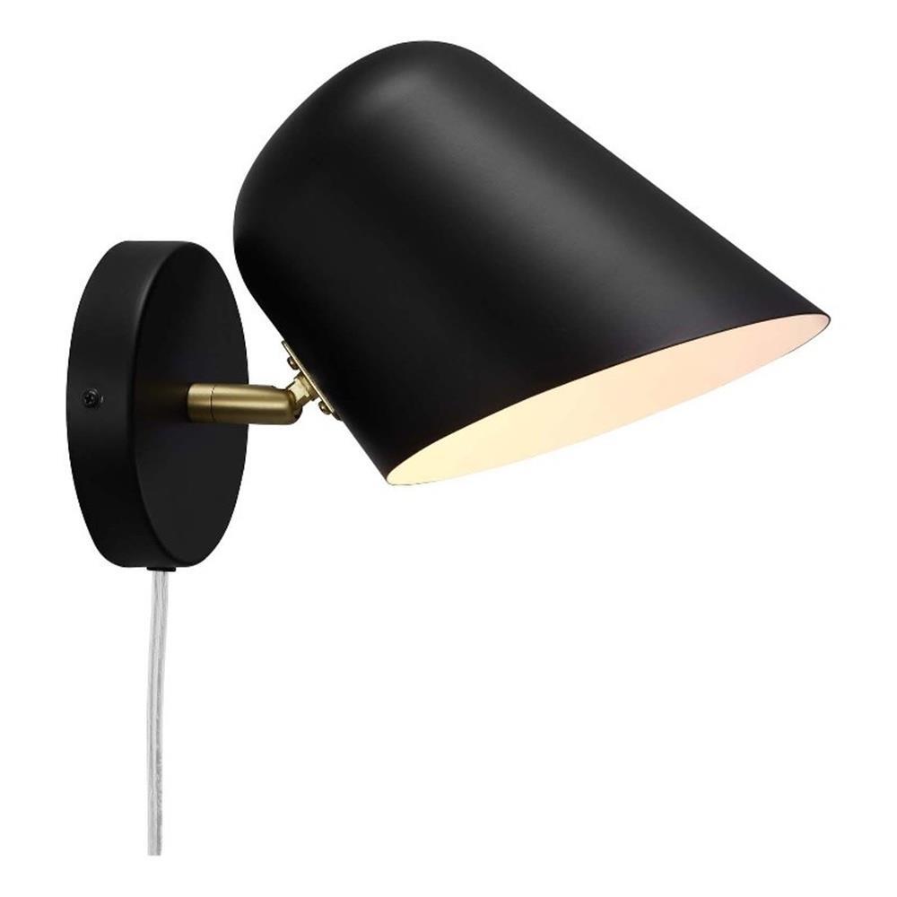 Modway Briana 1-Light Modern Metal Swivel Wall Sconce in Black