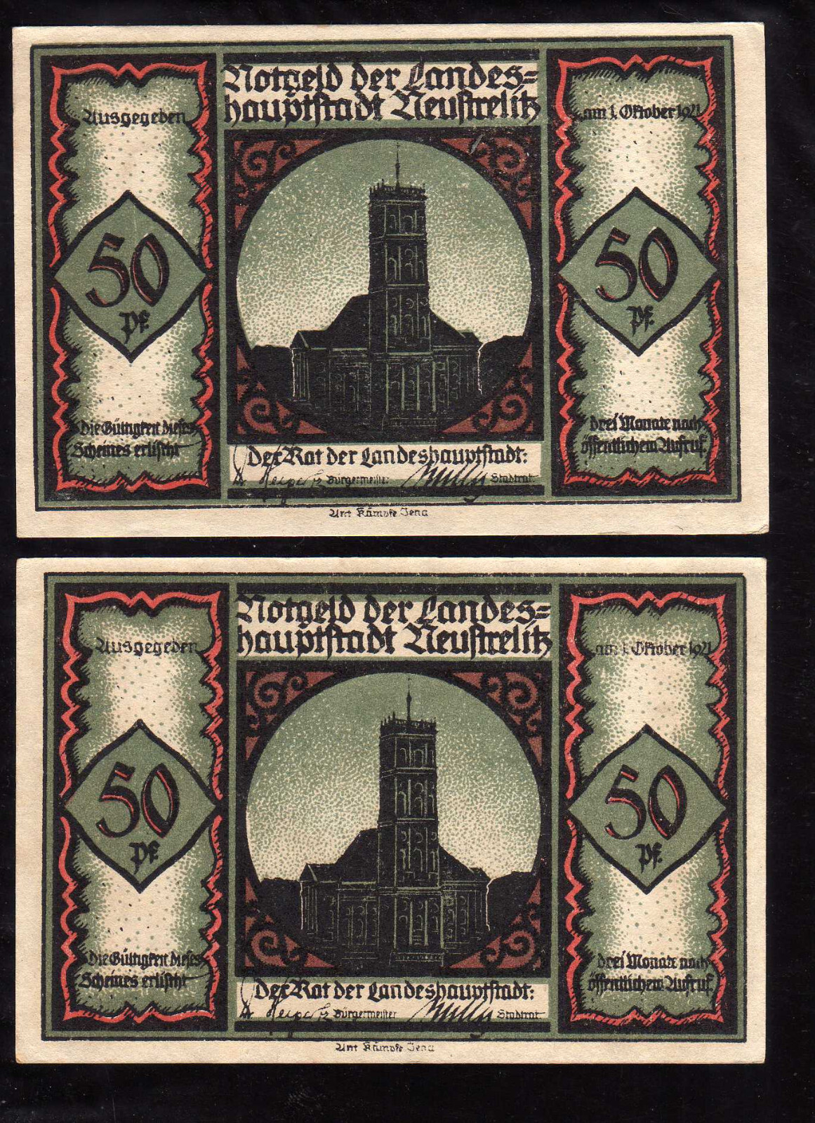 NEUSTRELITZ - GERMANY NOTGELD - 6 x 50 PFENNIG