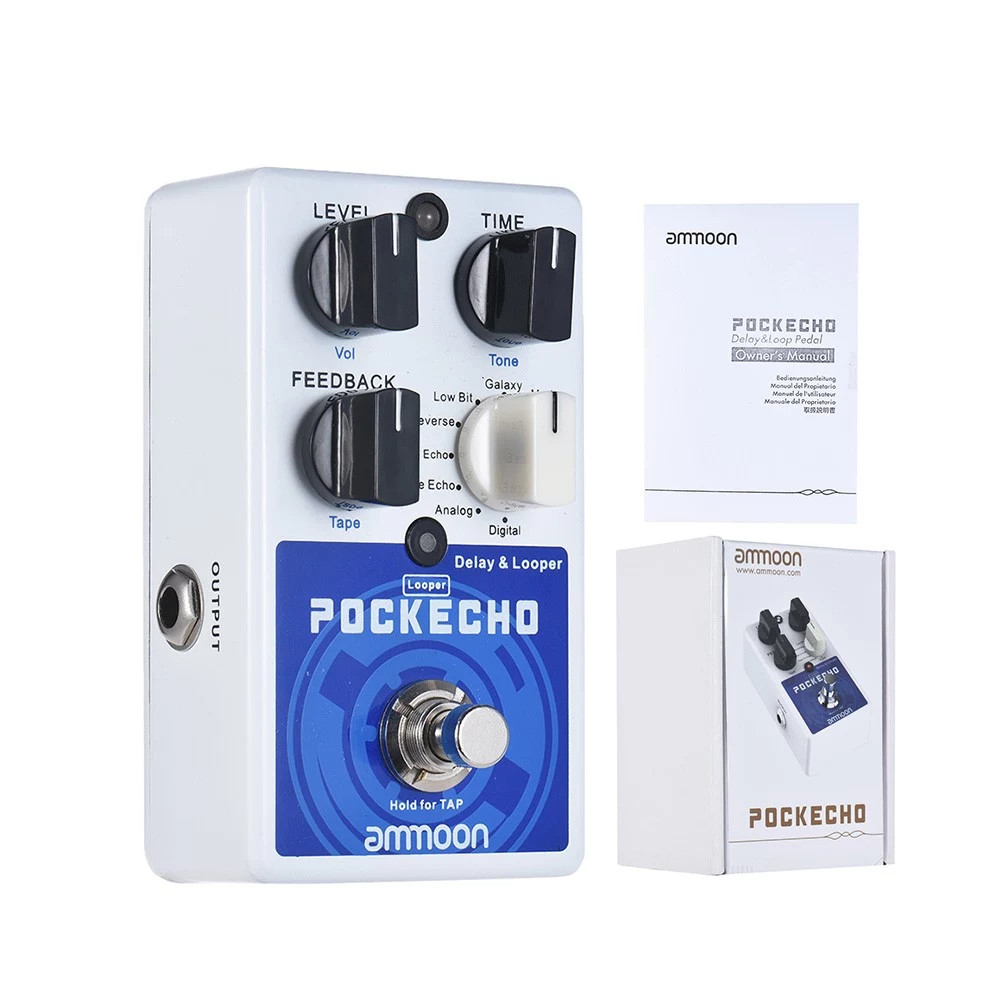 Ammoon POCKECHO Delay & Looper Guitar Effect Pedal 8 Delay Effects Max. 300s